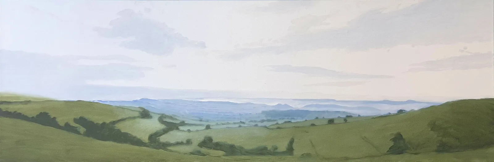 Kit Glaisyer, Proposal: Calm Evening on Eggardon Hill 90x30cm v.2