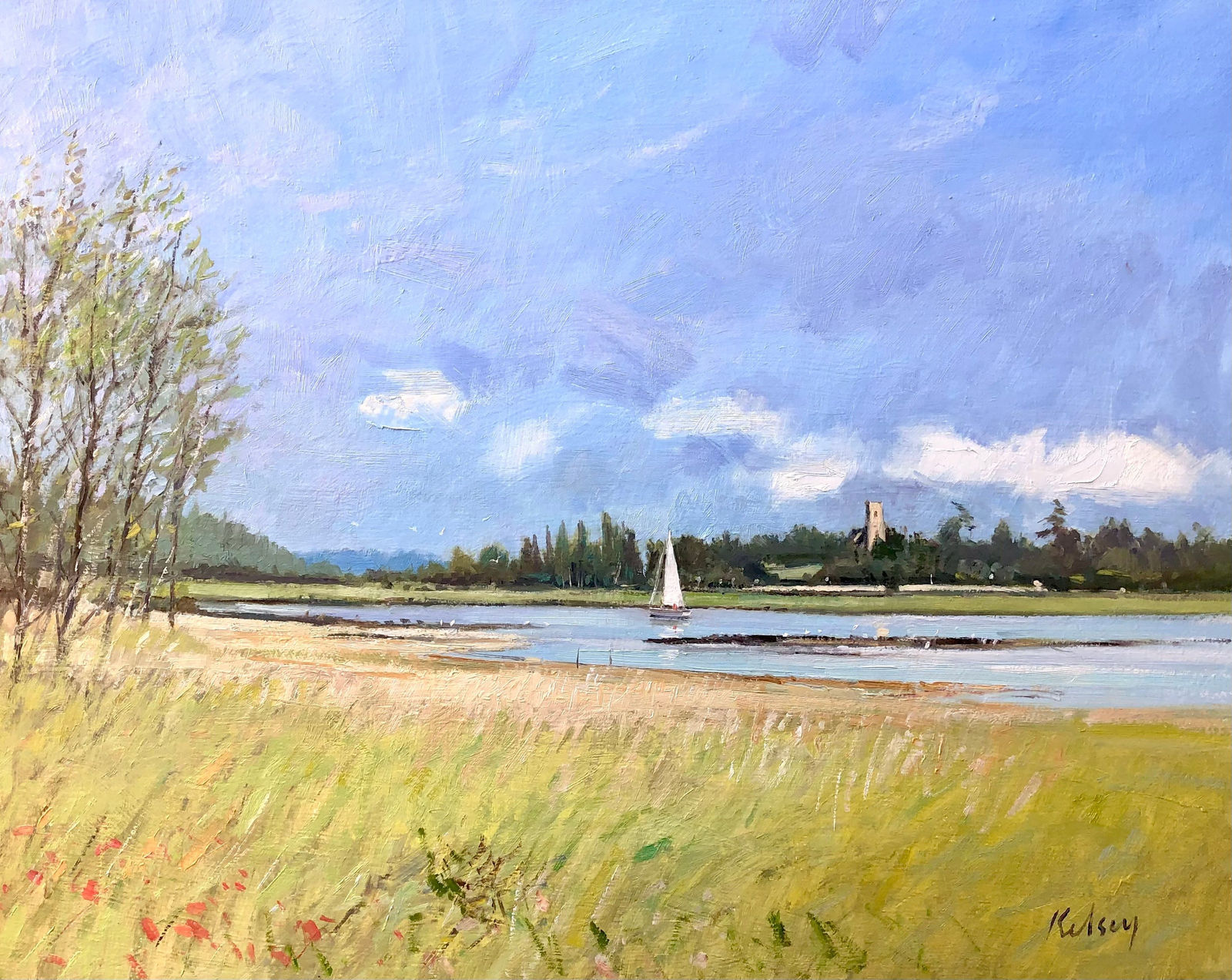 Robert Kelsey DA MUniv PAI FRSA View to Iken from Snape Oil on linen 16 x 20