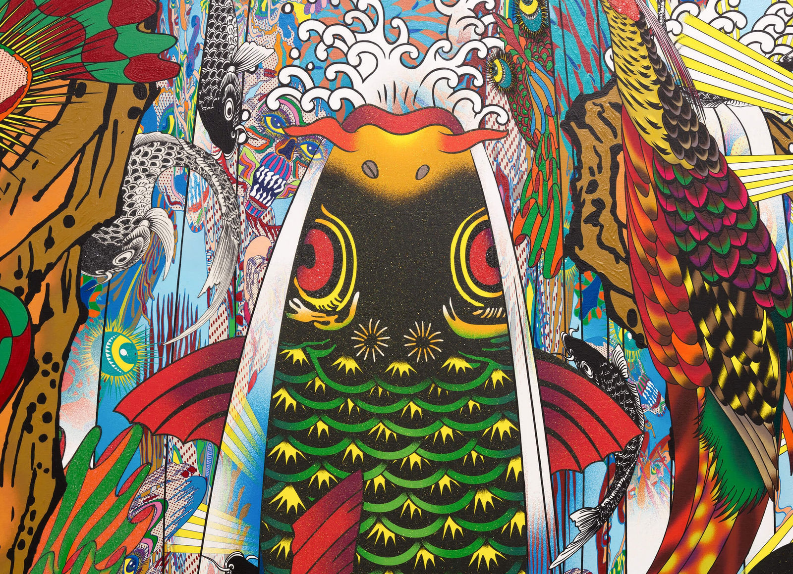 Keiichi Tanaami, Carp Climbing Waterfall, 2017