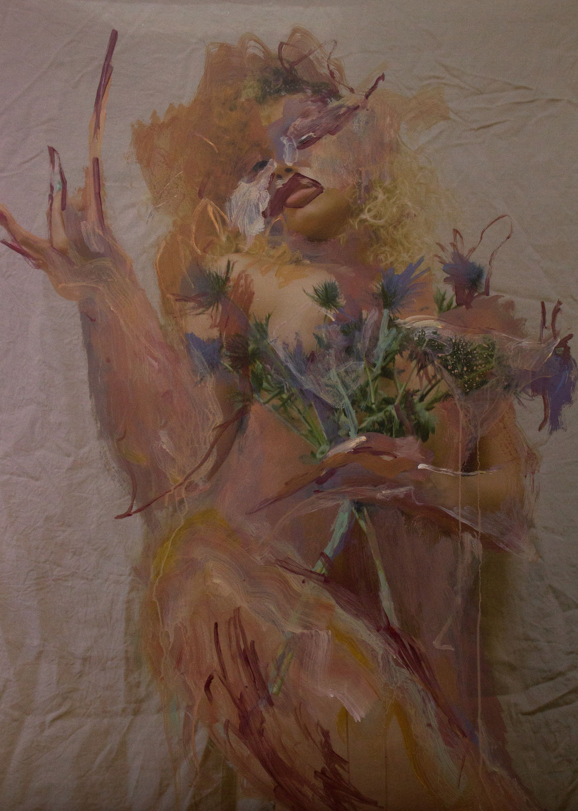 'I Don't Need Your Sorrow, I Have My Own', 2021. Acrylic on digital photograph on satin paper, framed in black.