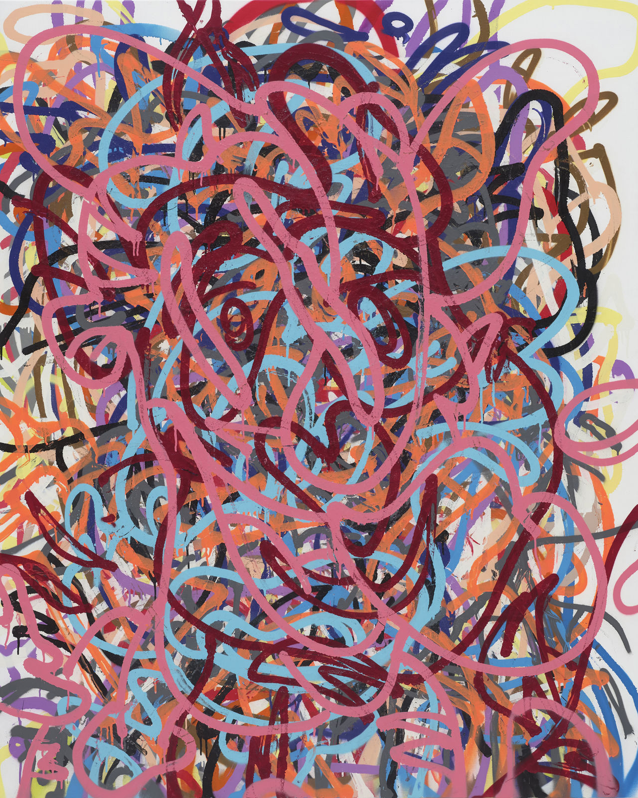 33, spray paint and oil on canvas, 162.2x130.3cm, 2019