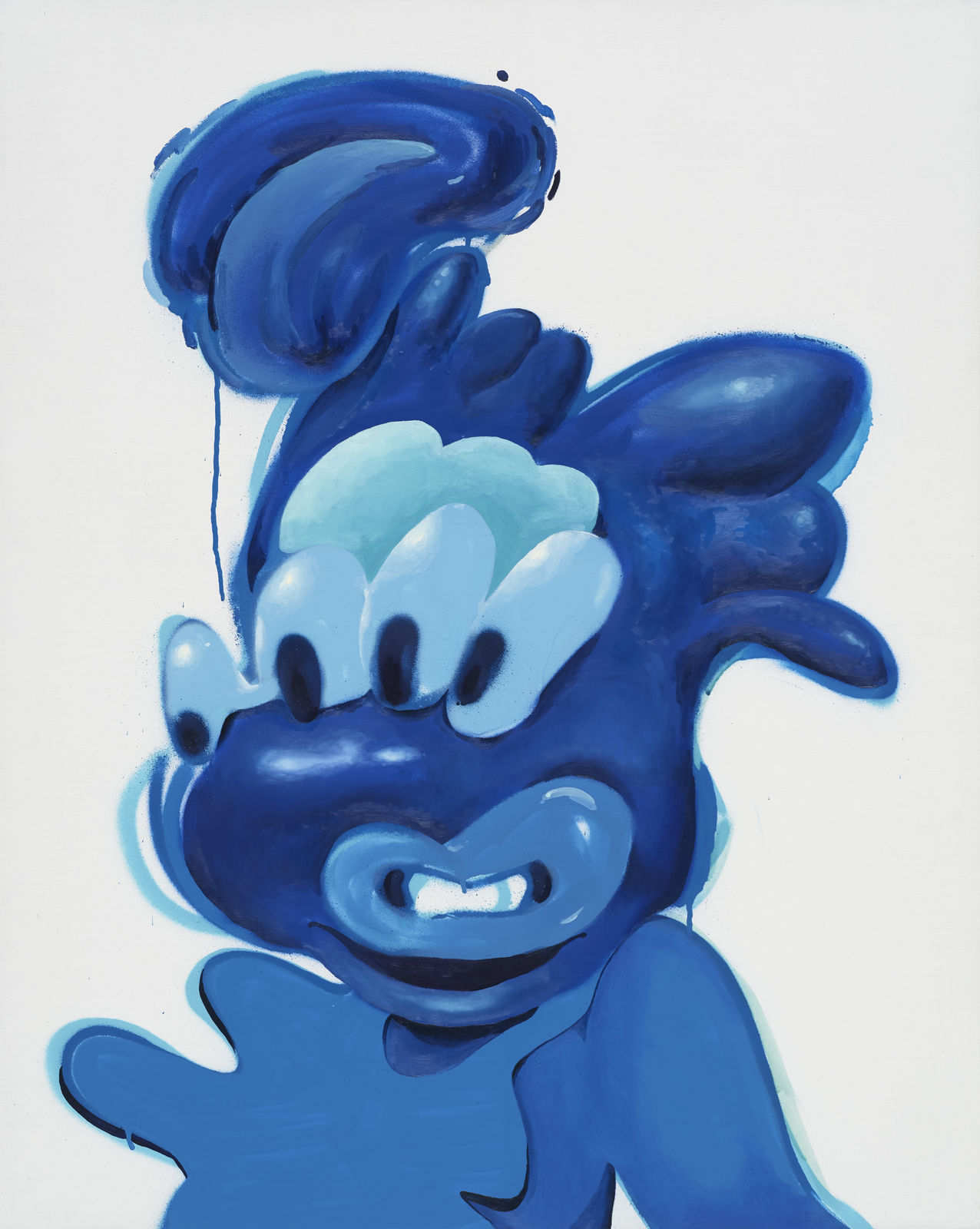 BOBR85, spray paint and oil on canvas, 90.9x72.7cm, 2019