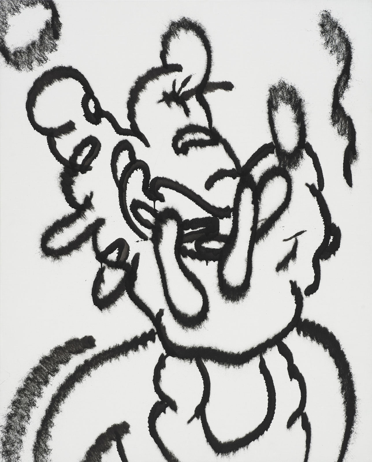 BPBD83, spray paint and oil on canvas, 90.9x72.7cm, 2019