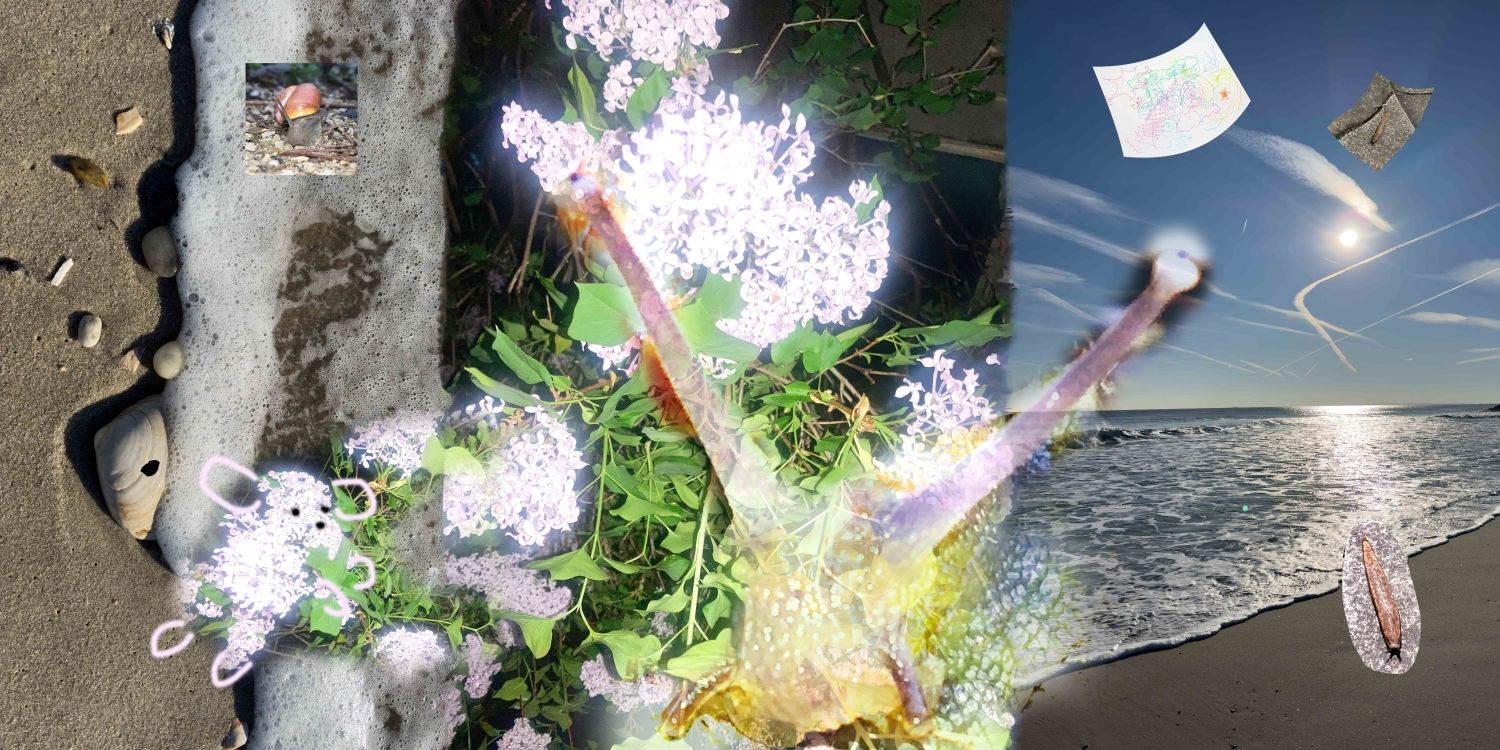 오가영 Kai Oh, 고요손 Goyoson, 라일락달팽이락커웨이 Lilac-Snail-Rockaway, 시트지에 디지털 프린트 (이미지 고요손, 오가영) digital print on vinyl sheet (Image Goyoson, Oh Kai), 115×228cm, 2026