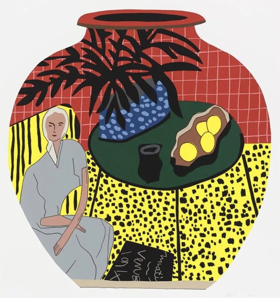 Jonas Wood Matisse Pot #4, 2019 18-colour screen print on Rising Museum Board 34 x 32 inches 23/50