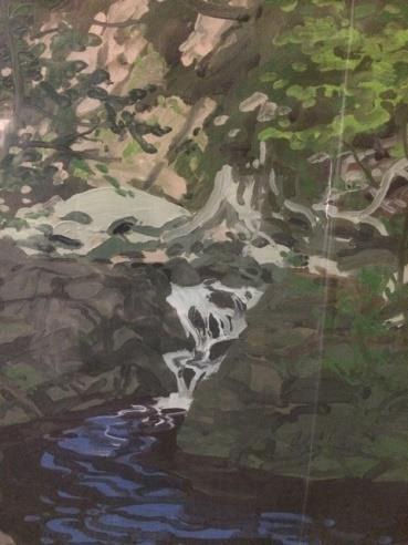 Neil Welliver Study for Stream with Falls Oil on canvas 20 x 20 inches Signed:Welliver (l.r.) For sale at Surovek