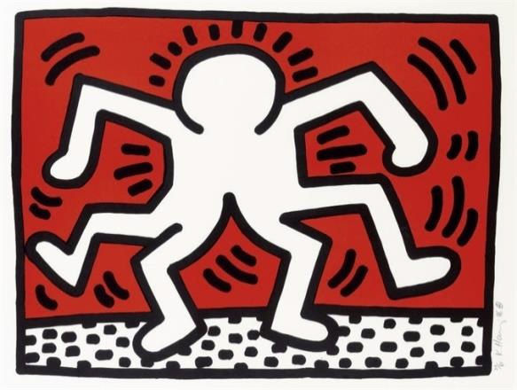 Keith Haring Double Man, 1986 Lithograph 22 x 28 inchs Edition: 72/85 Pencil signed, dated right side For sale at Surovek Gallery
