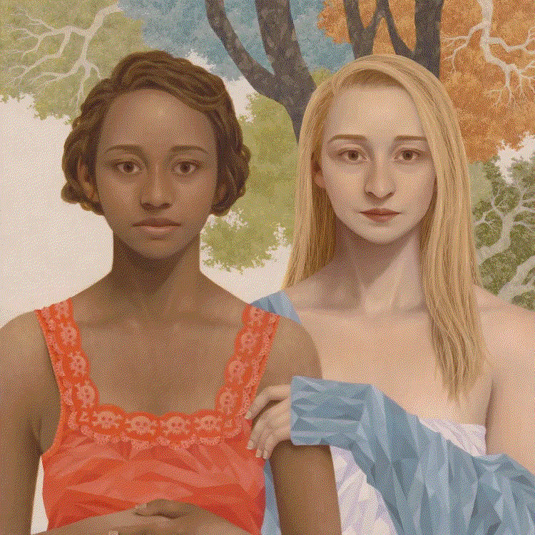 Lu Cong THE WITNESS OF MY DREAMS, 2022 Oil on wood 48 x 48 in 121.9 x 121.9 cm Available at Surovek Gallery