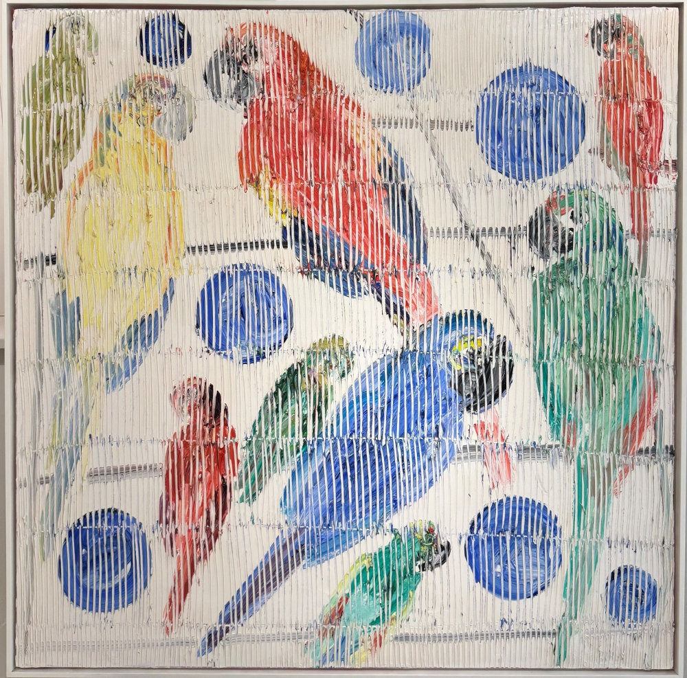 Hunt Slonem Hyacinth Habitat, 2013 Oil on canvas 49 1/4 x 49 1/4 in 125.1 x 125.1 cm Available at Surovek Gallery