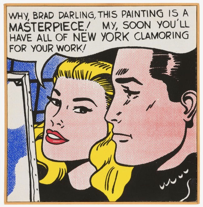 Richard Pettibone ROY LICHTENSTEIN 'MASTERPIECE’ 1962, 1975 Acrylic and silkscreen ink on canvas in artist's frame 7 3/4 x 7 1/2 in 19.7 x 19.1 cm Available at Surovek Gallery