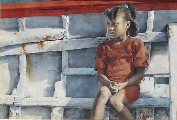Stephen Scott Young Pale Afternoon Watercolor on paper 14 3/4 x 22 inches Signed:SS Young (l.l.) For sale at Surovek Gallery