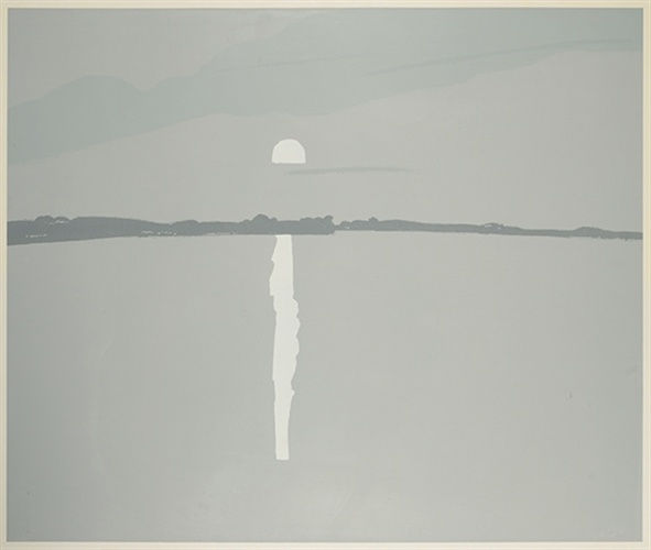 Alex Katz Sunset, Lake Wesserumett ll, 1972 Screenprint in grays on paper, 30 x 36 inches Signed: Alex Katz in pencil (l.r.)