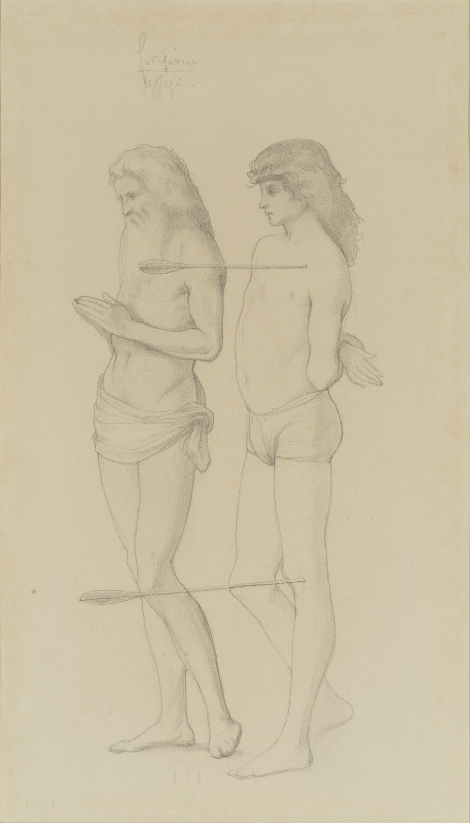 Frederic, Lord Leighton of Stretton (1830-1896), Job and St Sebastian from Bellini's Holy Allegory