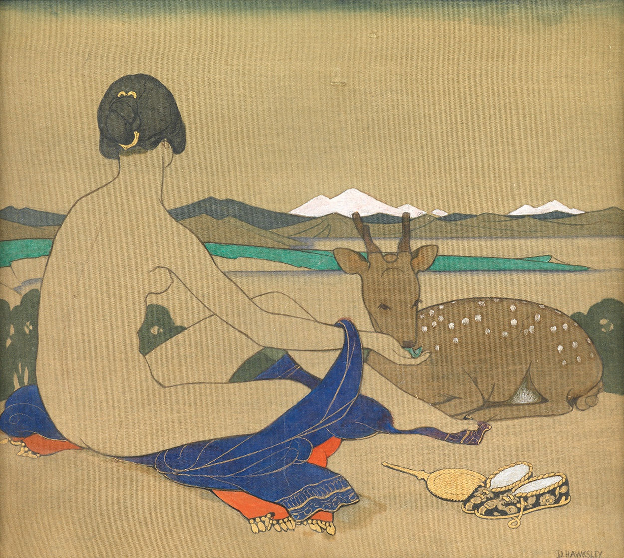 Dorothy Webster Hawksley (1884-1970), Odalisque Feeding a Faun