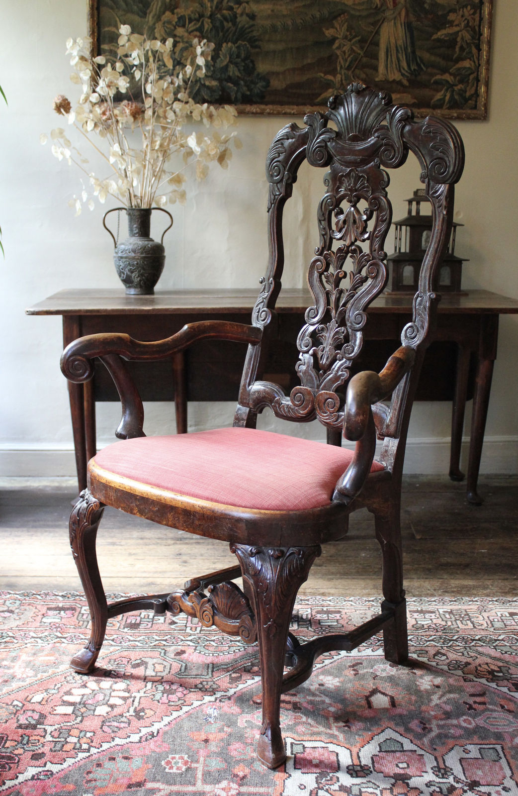 18th century carved walnut armchair
