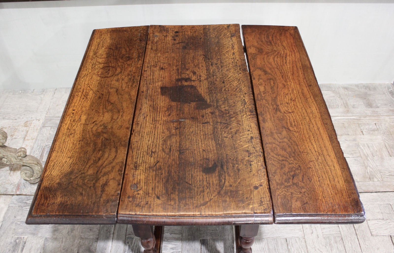 Oak and apple wood drop leaf table circa 1700