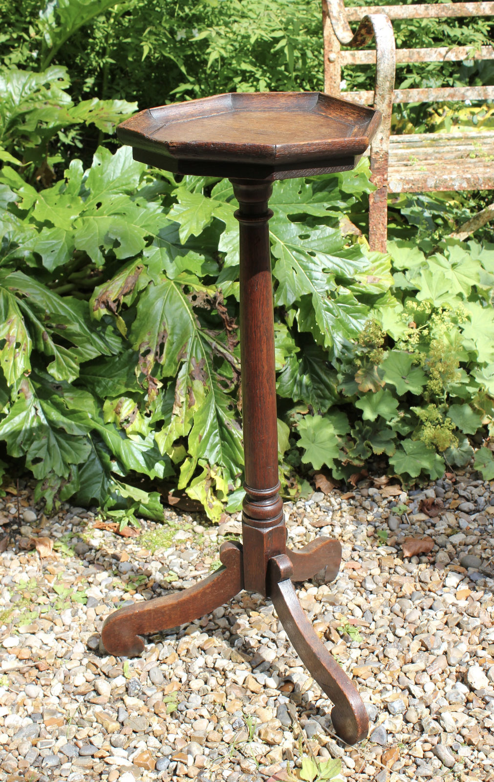 Early 18th century oak tripod candle stand, Circa 1700