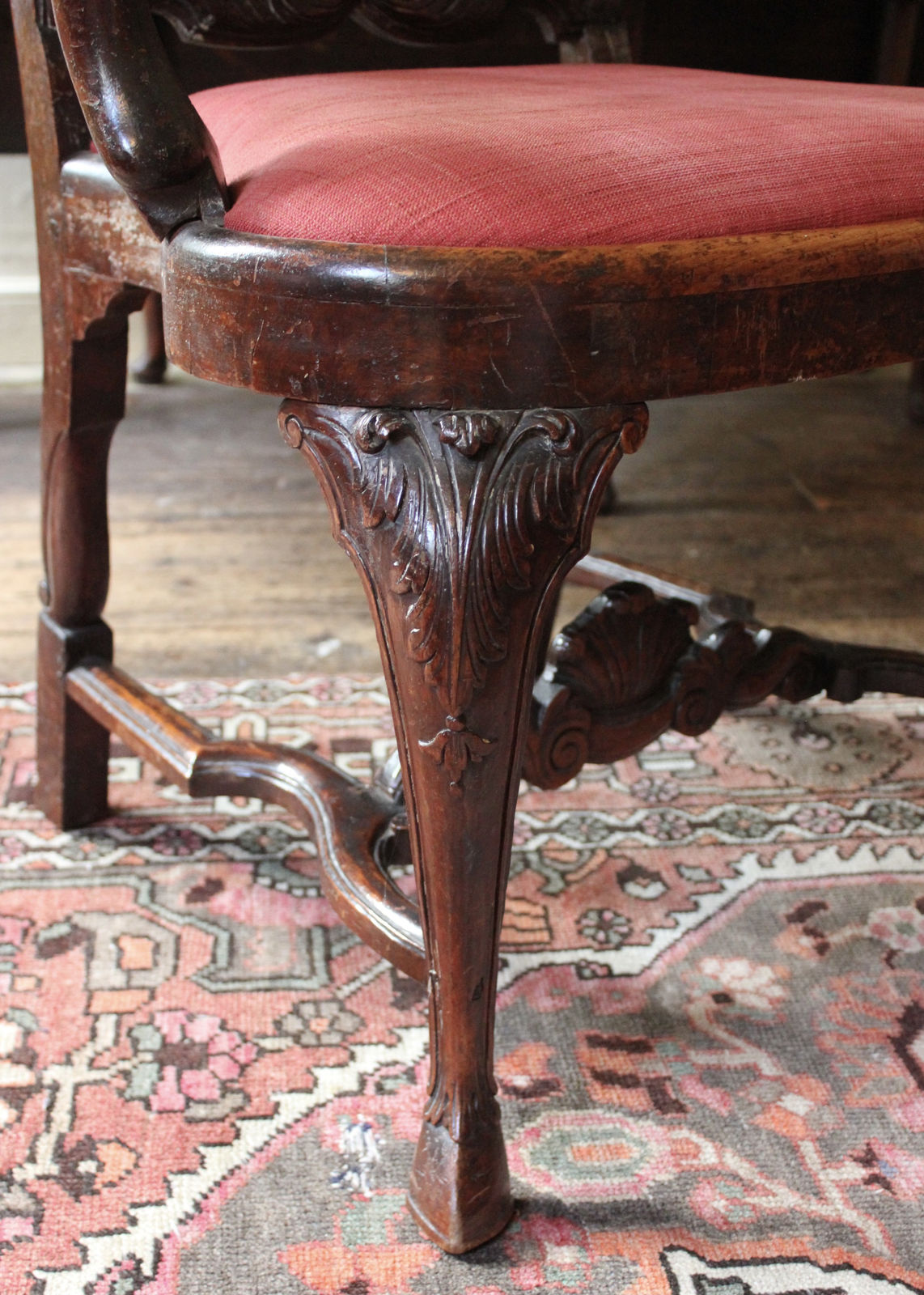 Elegant 18th century carved walnut armchair, Circa 1750