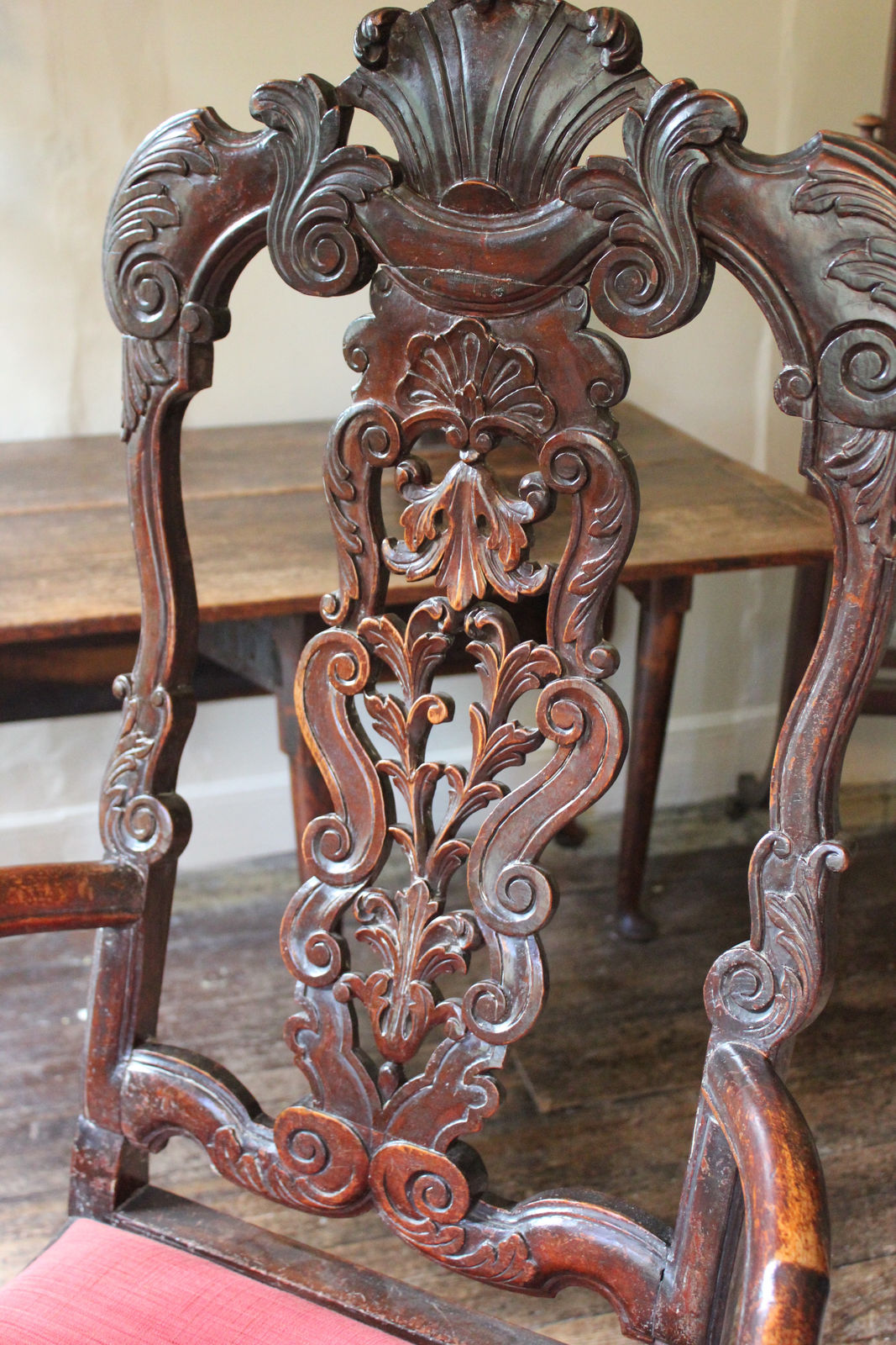Elegant 18th century carved walnut armchair, Circa 1750