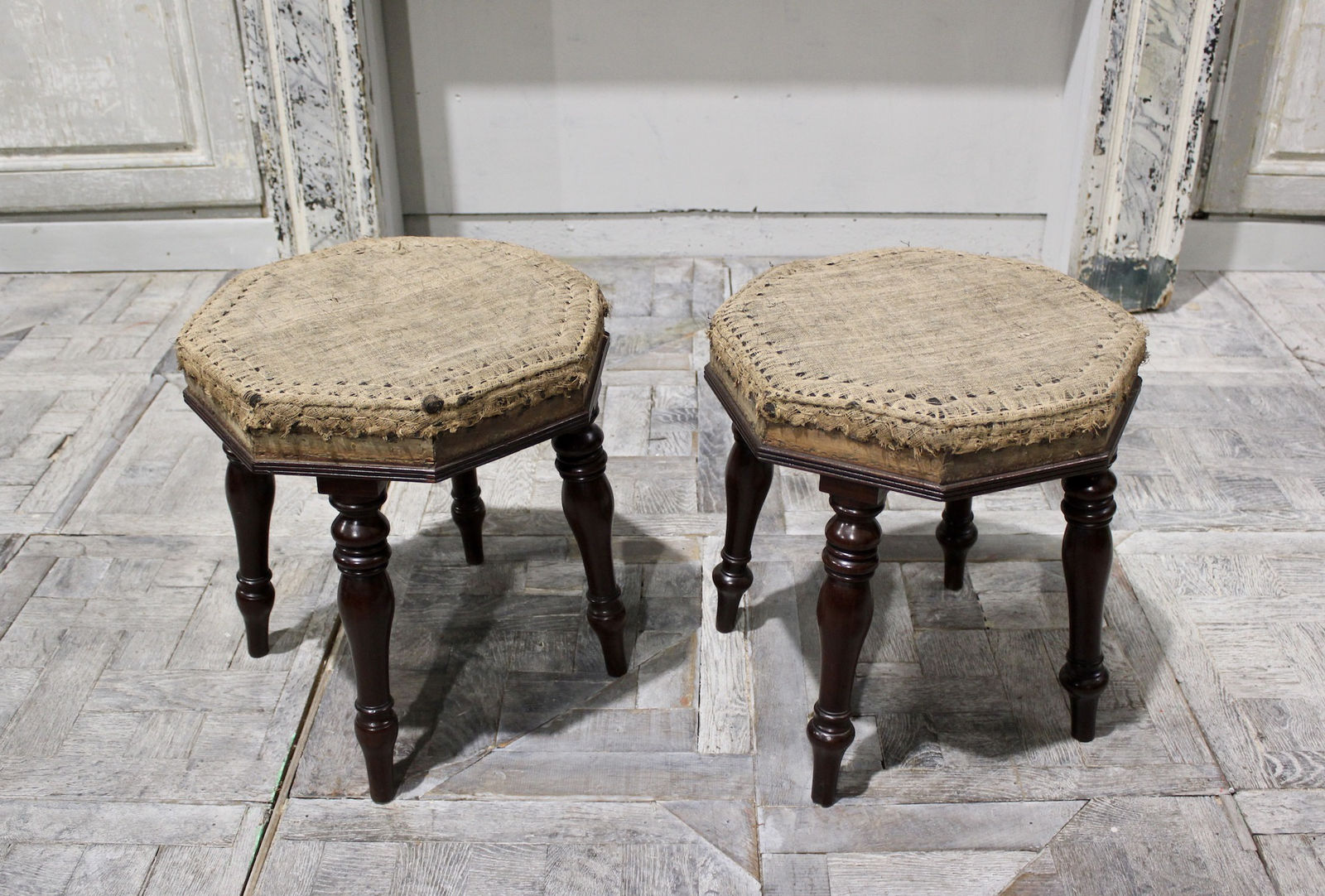 Pair of 19th century mahogany stools