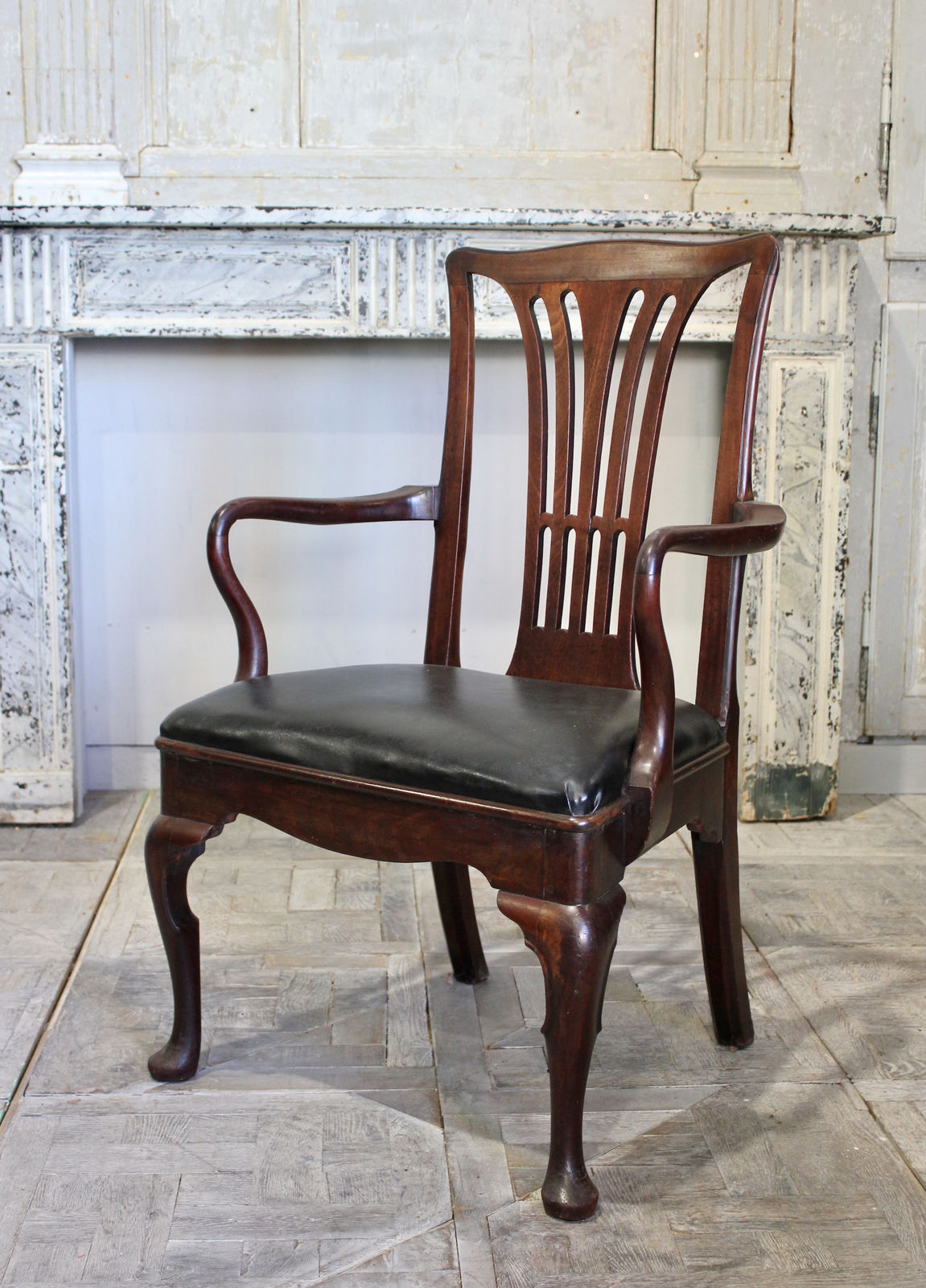 18th century English mahogany desk chair, Circa 1750