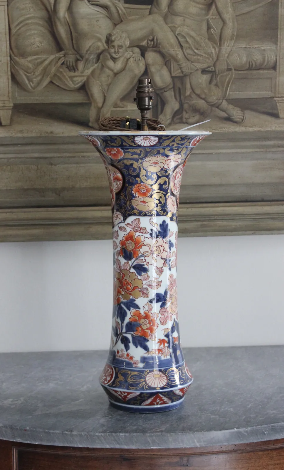 Large 18th/19th century Imari trumpet vase lamp