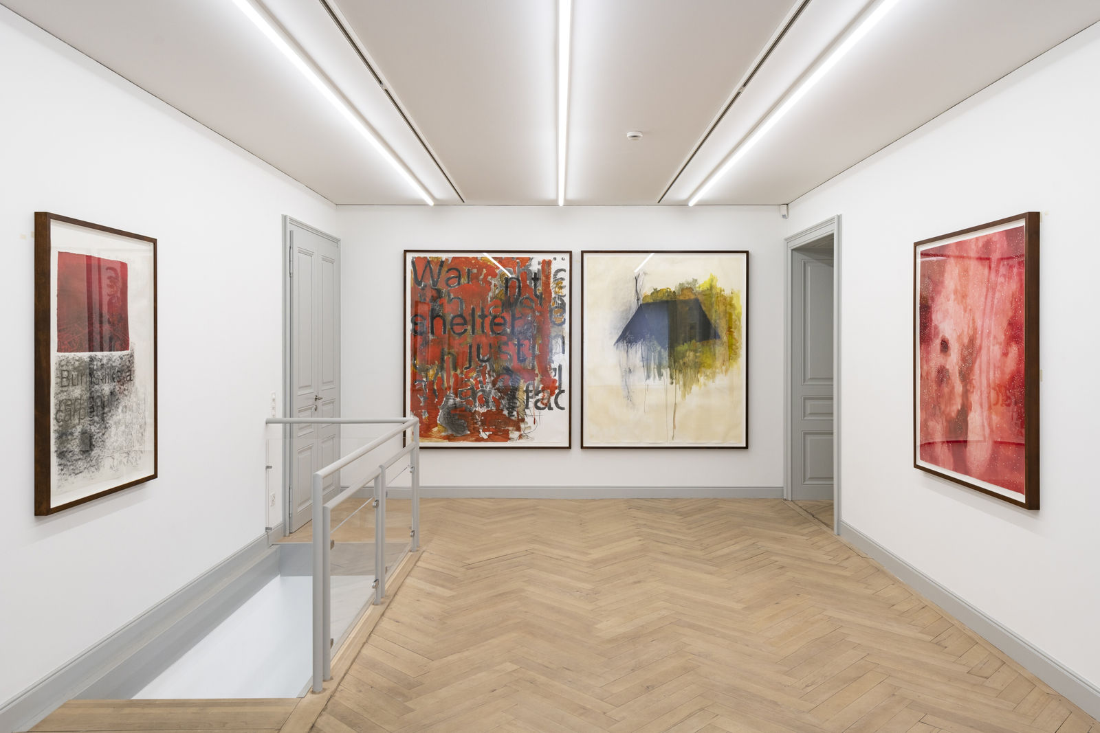 Installation view, Work on Paper: Andriu Deplazes, Kubra Khademi, Yehudit Sasportas and Uwe Wittwer, Galerie Peter Kilchmann, Rämistrasse, Zurich, Switzerland, 2023, Photo: Sebastian Schaub