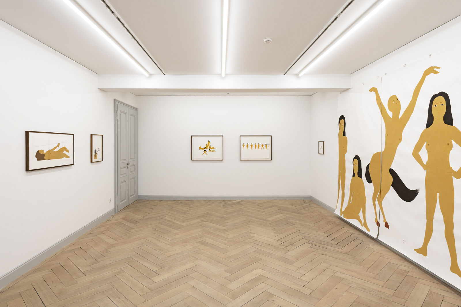 Installation view, Work on Paper: Andriu Deplazes, Kubra Khademi, Yehudit Sasportas and Uwe Wittwer, Galerie Peter Kilchmann, Rämistrasse, Zurich, Switzerland, 2023, Photo: Sebastian Schaub