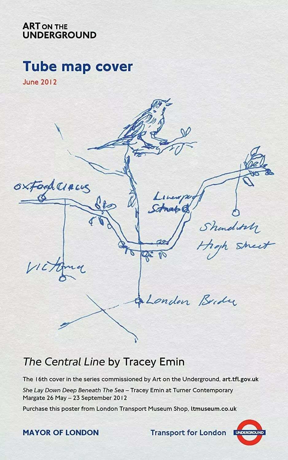 Tracey Emin, The Central Line – Tube Map Poster, 2012