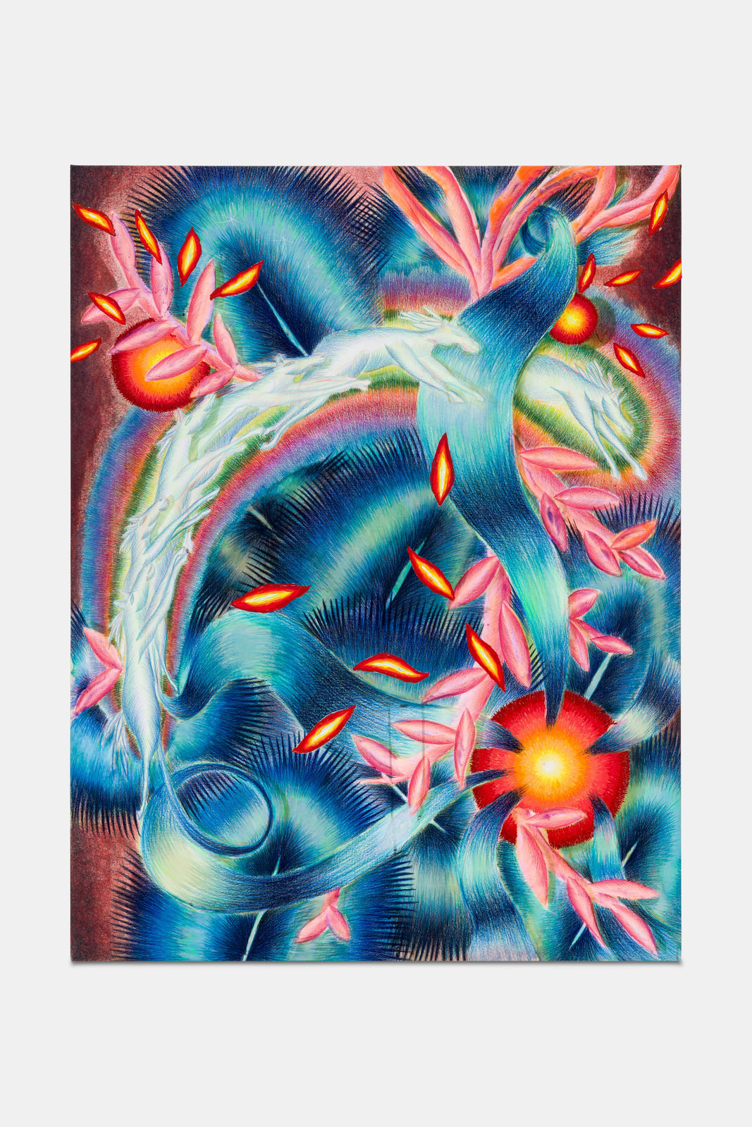 John Fou TBT, 2023 Oil and colored pencil on canvas 116 x 89 cm. 45 ¾ x 35 in.