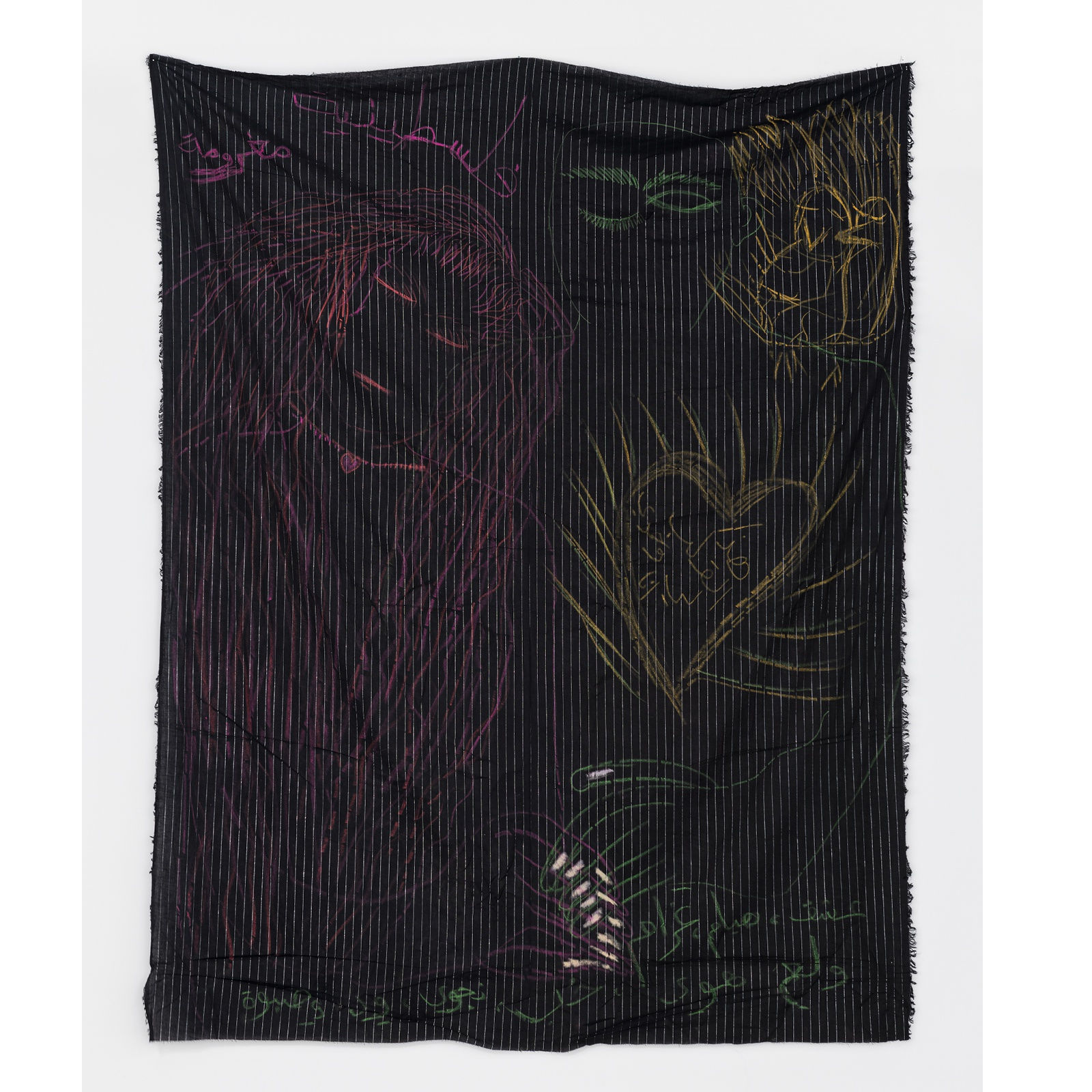 Aysha E Arar Love is our weapon and our leader, how can we not win? , 2025 pastel on unstretched canvas translation: Love is our weapon and our leader, how can we not win? 105 x 108 cm unique