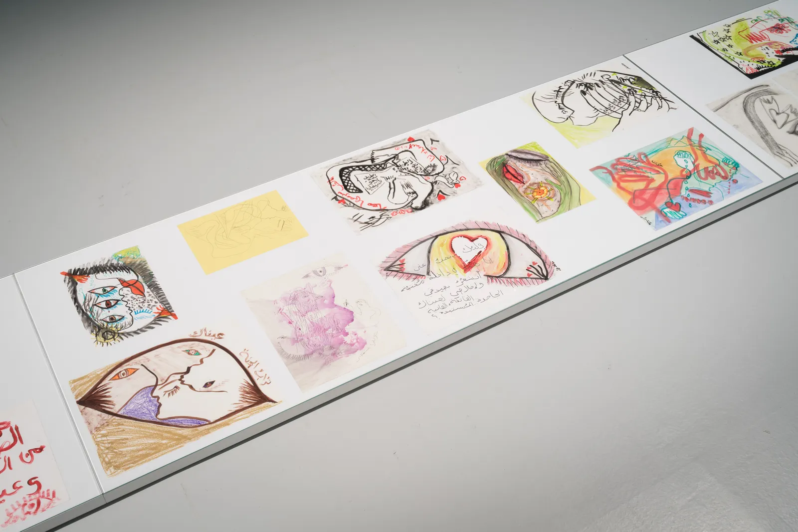 Aysha E Arar, It was not just colours on paper. It was part of my heart, 2023-2025, courtesy of the artist and the galleries Sans titre et Dvir – Paris, view of the exhibition Al Farisa, © photo Émile Ouroumov