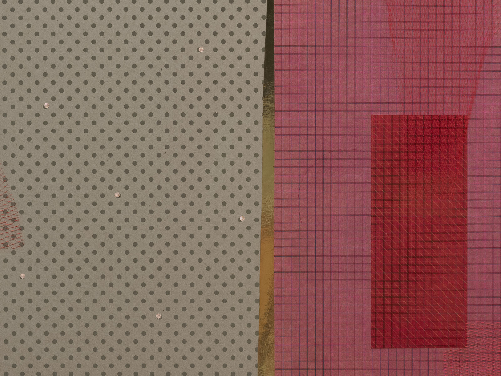 Polish (Metabolism) 拋光（代谢）, ZHANG Ruyi 张如怡, 2025. Wood panel, aluminum panel, sandpaper, UV print, oil-based marker, colored tissue paper, nylon...