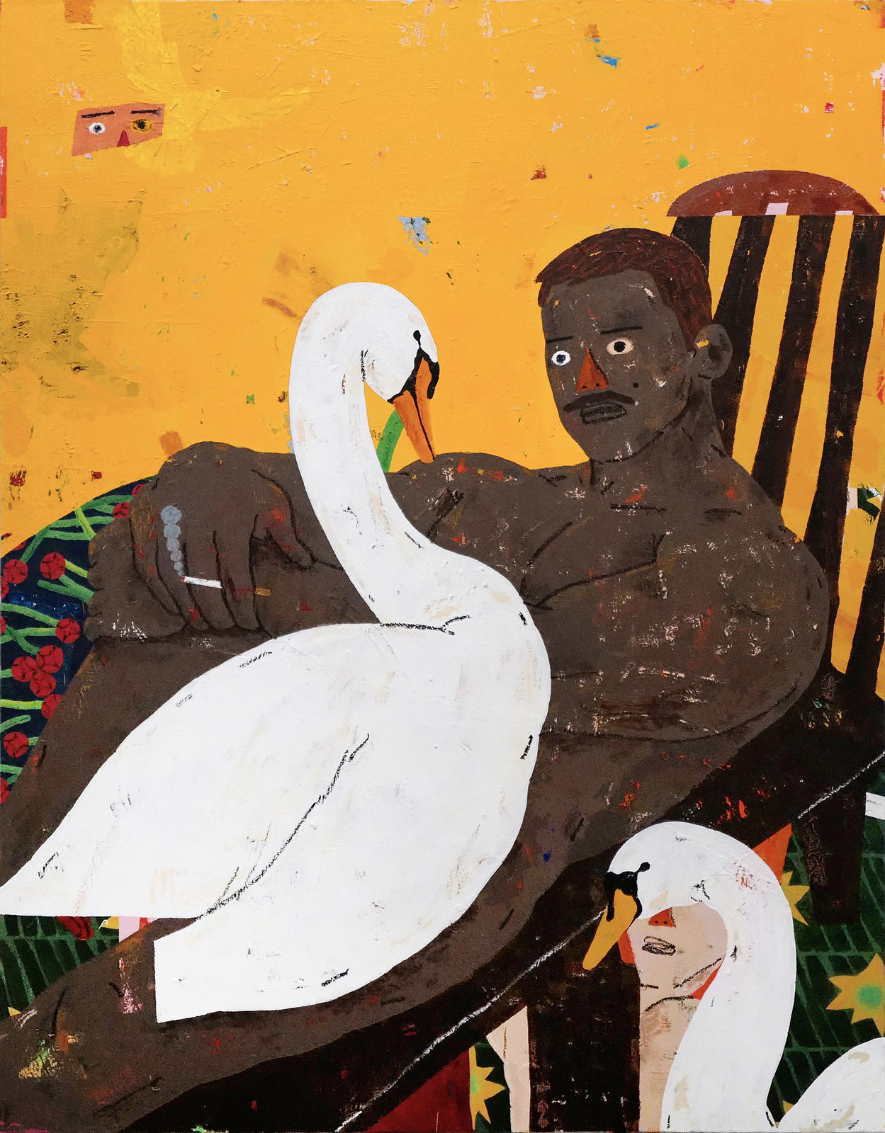 HYANGMOK BAIK, He Saw It (2026), mixed media on canvas, 145x112cm, 2026