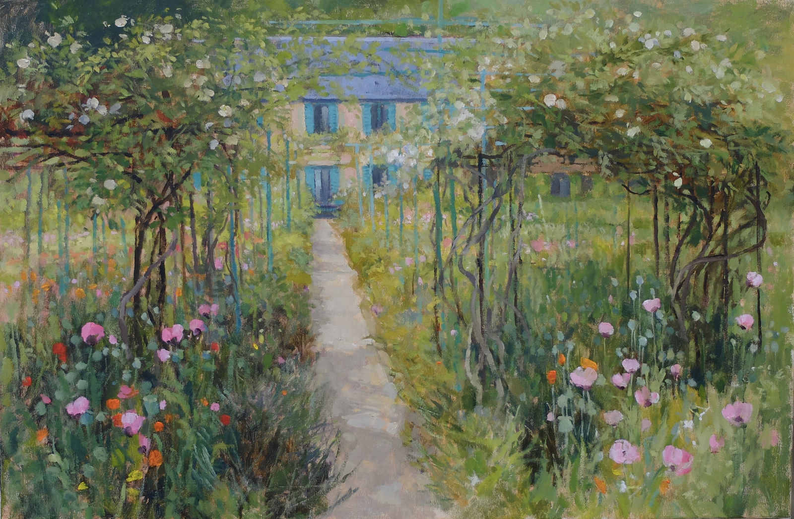 Pamela Kay, Garden of poppies and Roses, Giverny