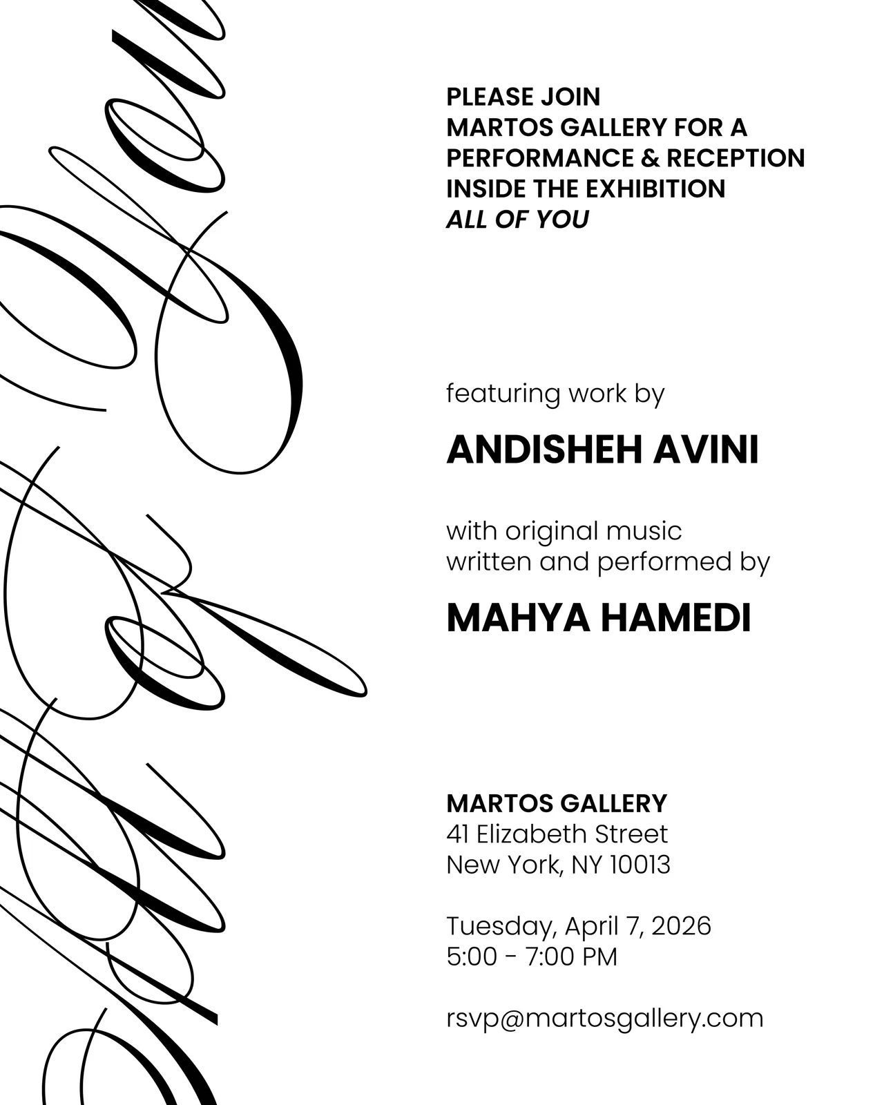Performance and Reception Inside All Of You With original music written and performed by Mahya Hamedi April 7th, 2026 | 5:00 - 7:00 PM