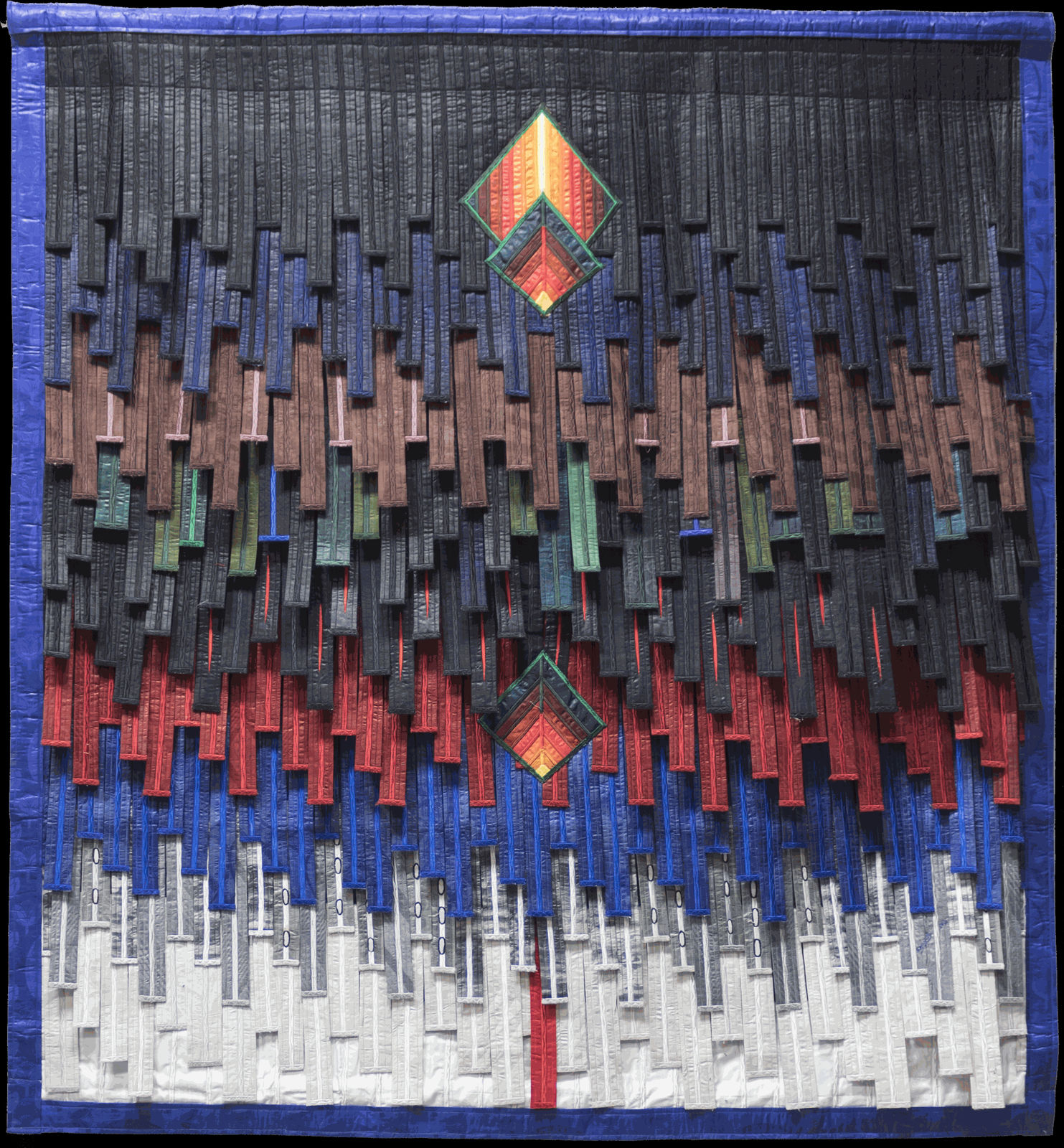 Abdoulaye Konaté Composition aux 3 losanges (décembre) 2021 Textile 167 × 157 cm
