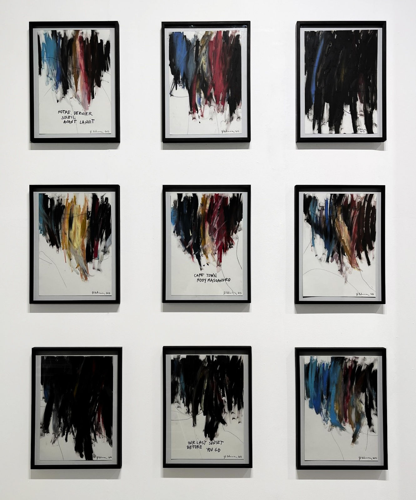 Joël Andrianomearisoa SUNSET WITHOUT TERRITORY 2022-2023 pastels on paper 42 × 29,7 cm SET OF 9 drawings