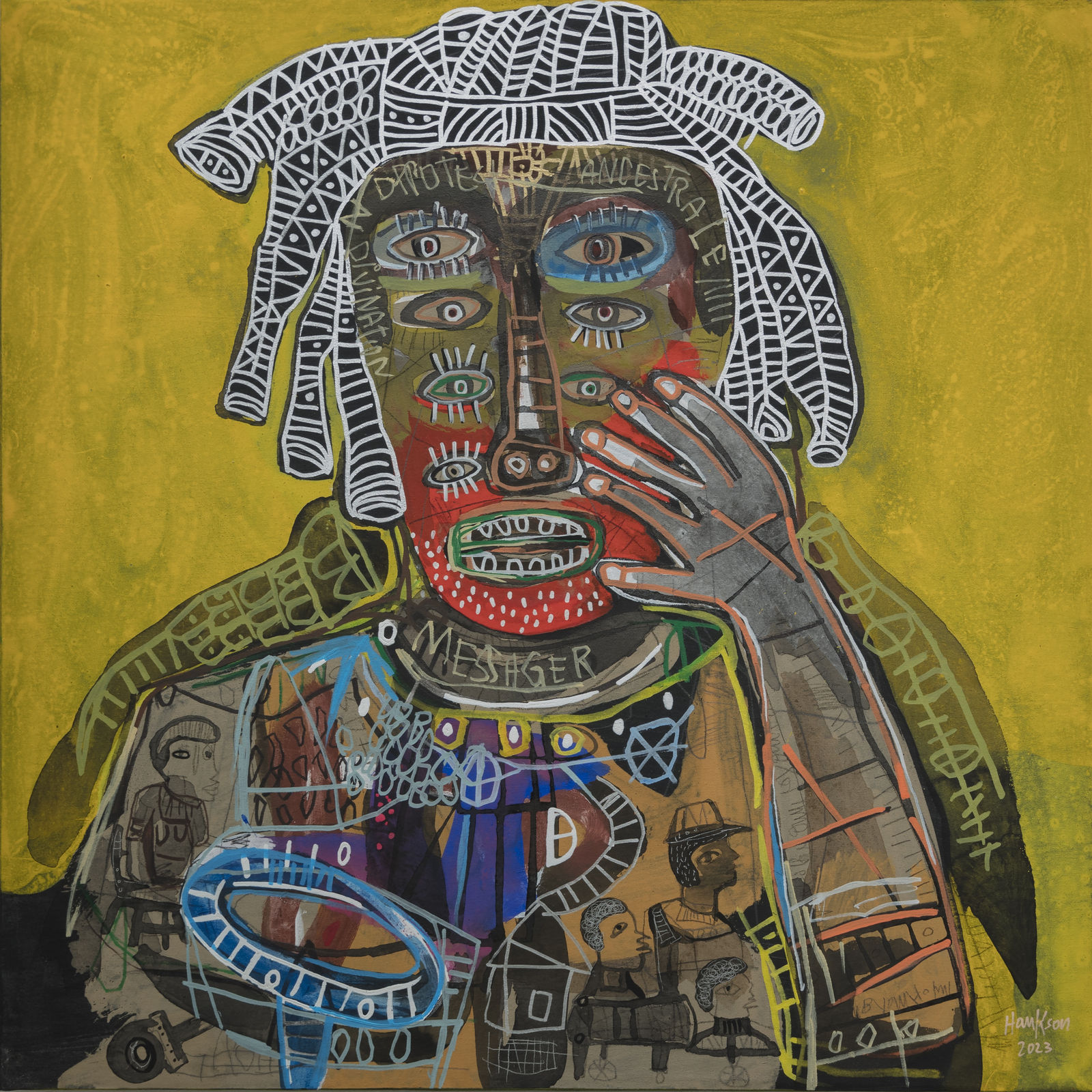 Hako Hankson Untitled 2023 Acrylic and Indian Ink on canvas 100 × 100 cm