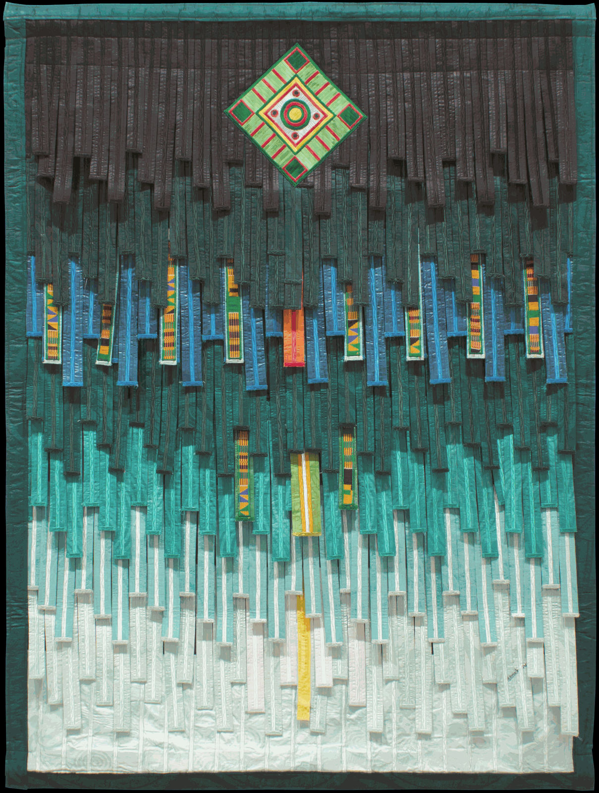 Abdoulaye Konaté Vert touareg- motif touareg et kente 2022 Textile 158 × 118 cm