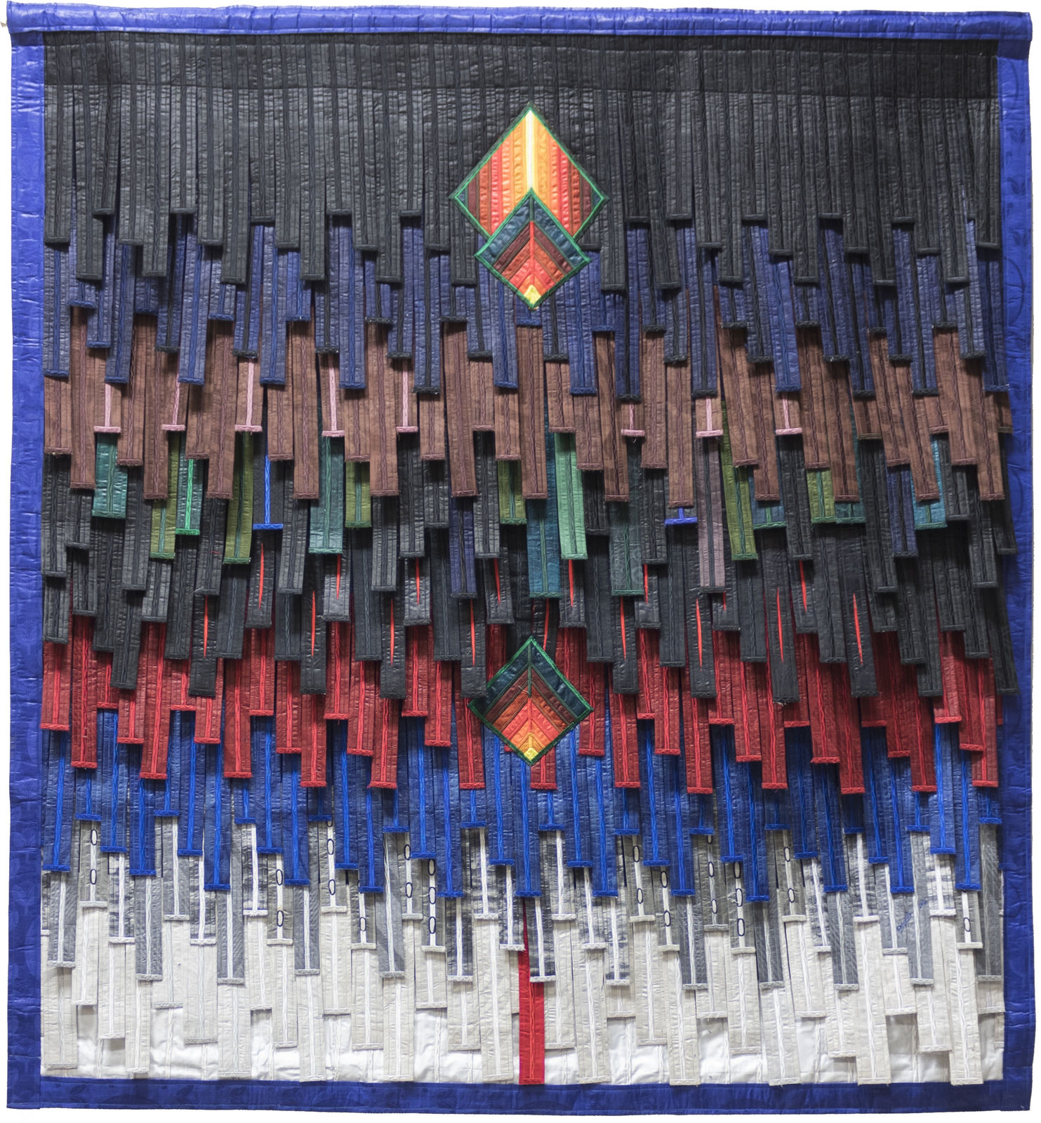 Abdoulaye Konat&eacute; Composition aux 3 losanges (d&eacute;cembre) 2021 Textile 167 &times; 157 cm