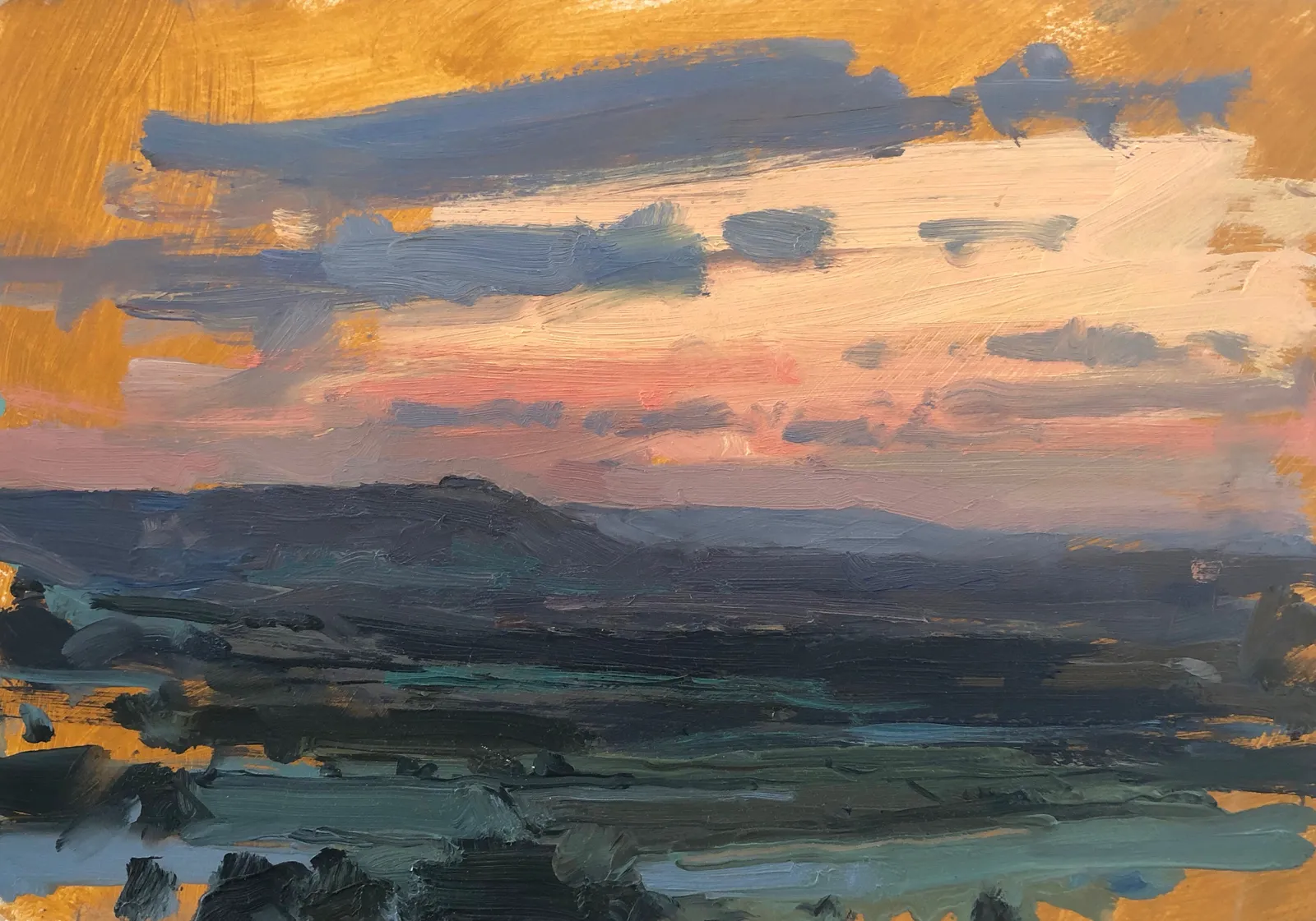 View to Chanctonbury Ring, winter study, South Downs, 2021