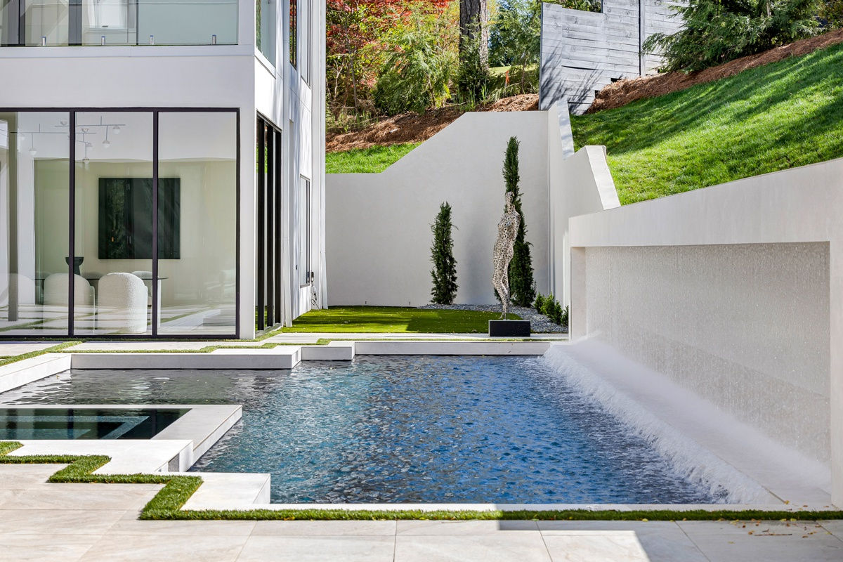Backyard of a luxury modern home in Atlanta, GA.