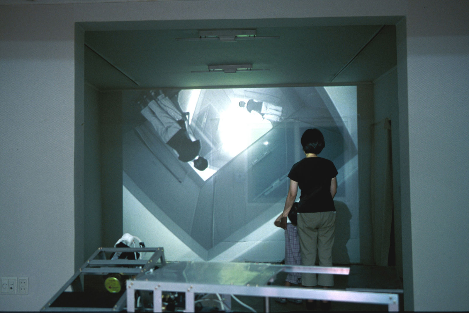Inner brain (2003) 30x100x60cm Aluminum, a wireless video camera, 3 motors, a video projector
