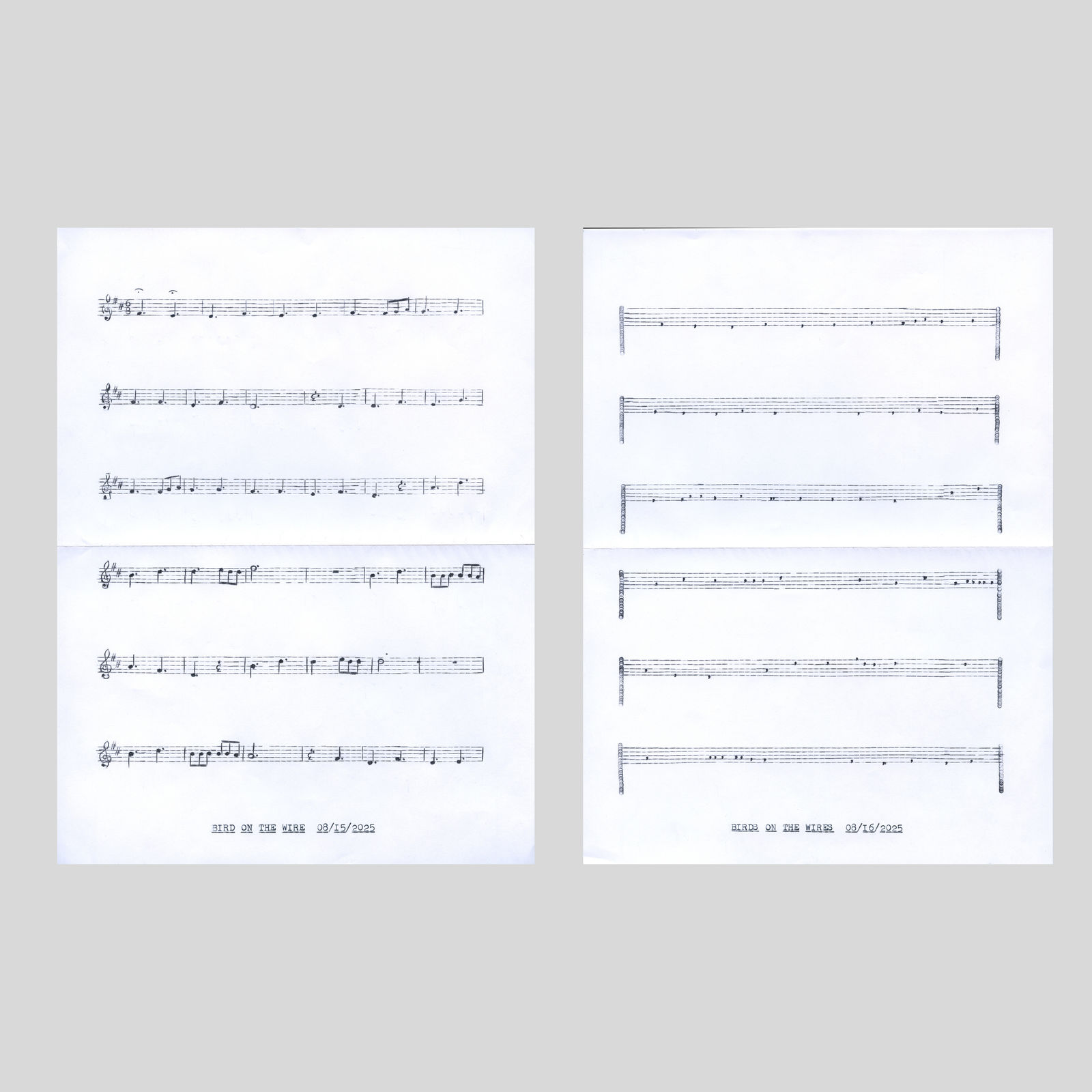 Lenka CLayton 'Birds on the Wire' in the series 'Typewriter Drawings,' 2025. Typewriter ink on paper, rendered with a portable...