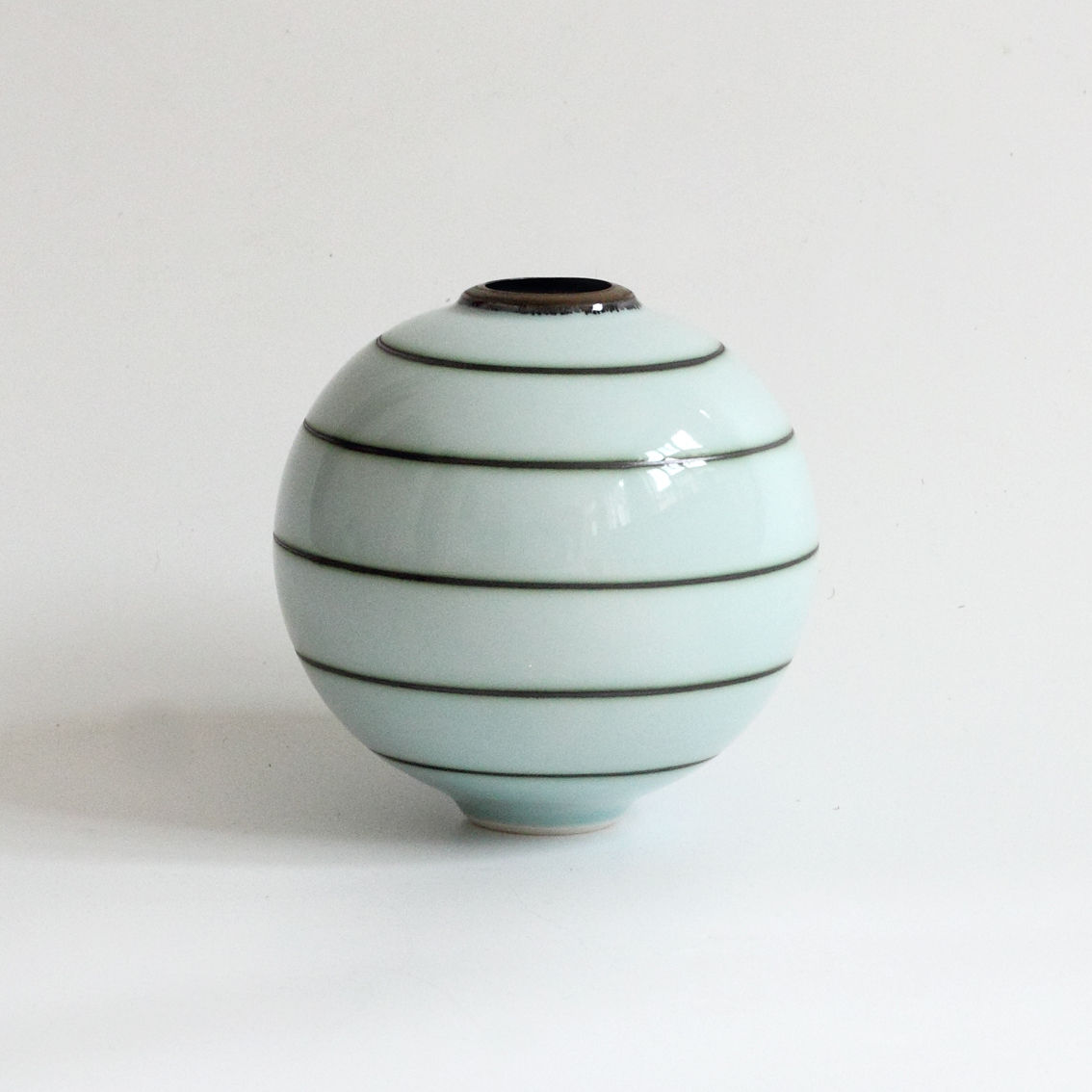 Tricia Thom, 22. Small Moon Jar, Blue Stripe