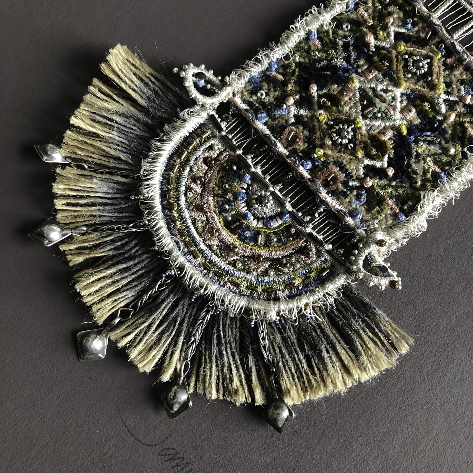 Janice Gilmore, Petra, embroidered pendant