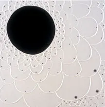 Tamara Gonzales, “Black Sun” (2004), acrylic and mixed media on canvas. Courtesy of Cheryl Pelavin Fine Arts.