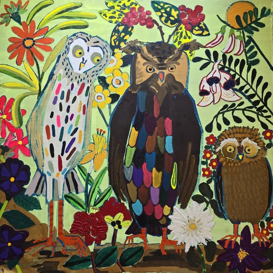 Doowon LEE, Owl family in the garden, 2024