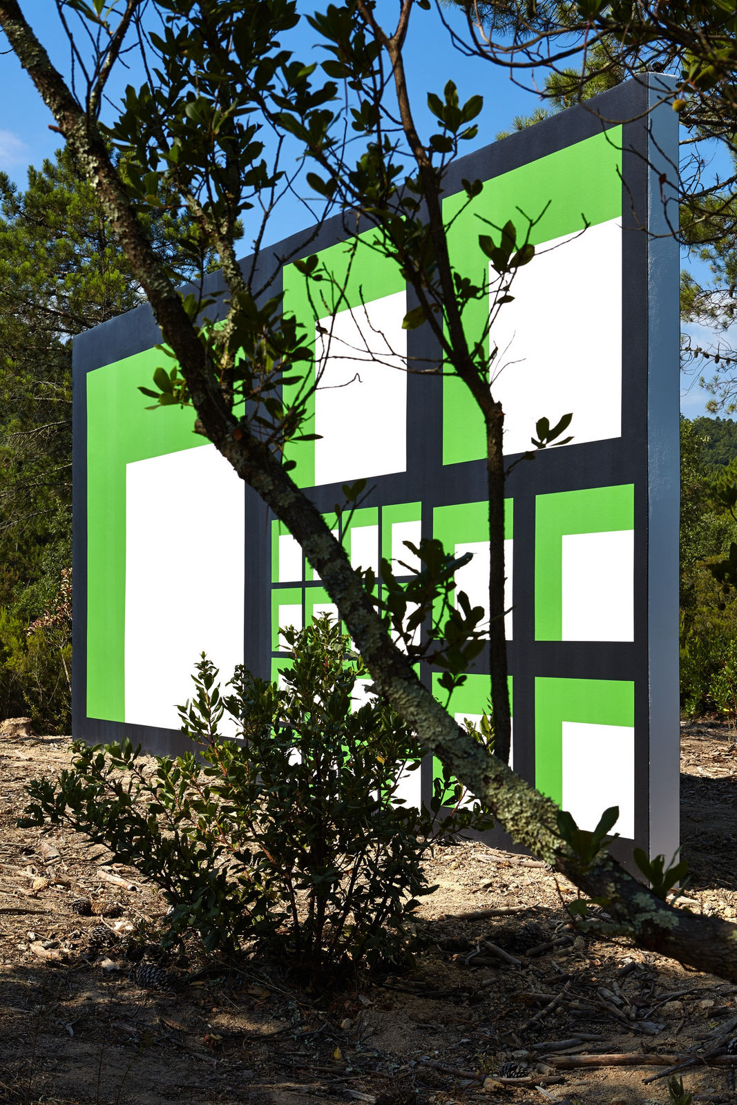 Claudia Comte, 128 squares and their demonstration, 2015